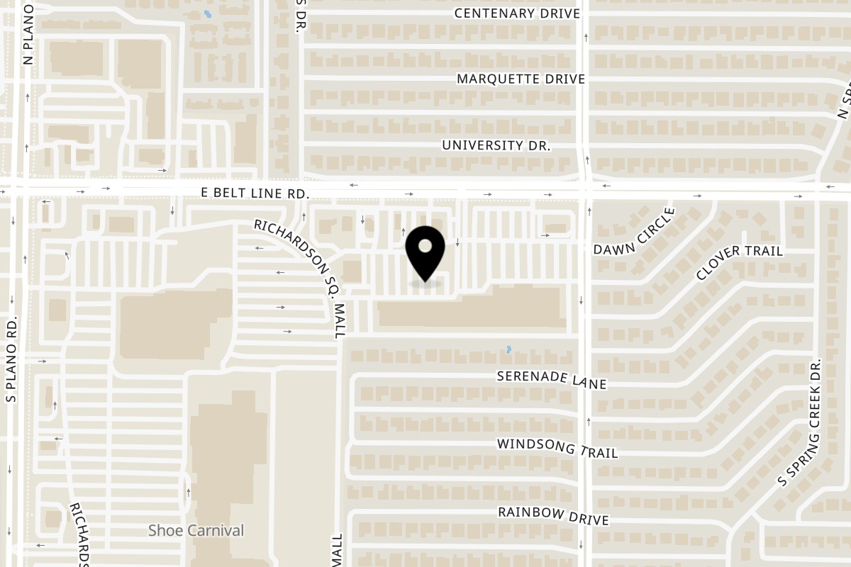 Map showing the location of Ocean Crawfish Seafood & Grill Richardson on 1610 E Belt Line Rd in Richardson